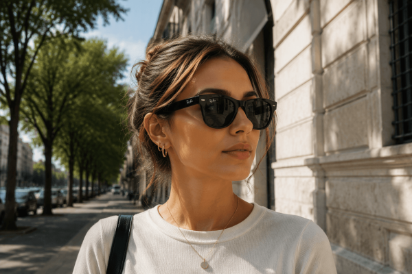 Person wearing meta glasses